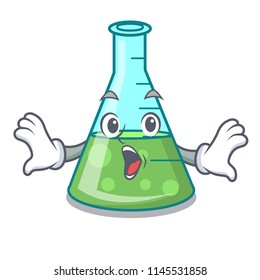 Surprised science beaker mascot cartoon