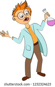 Surprised scientist with glasses