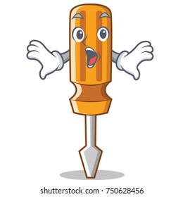 Surprised screwdriver character cartoon style