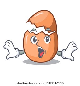 Surprised shell of broken egg on the mascot