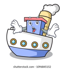 Surprised ship mascot cartoon style