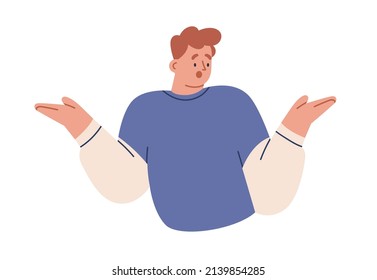 Surprised shocked person staring and wondering. Amazed man with astonished face expression with open mouth. Amazement, astonishment emotions. Flat vector illustration isolated on white background