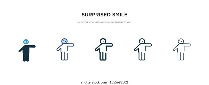 surprised smile icon in different style vector illustration. two colored and black surprised smile vector icons designed in filled, outline, line and stroke style can be used for web, mobile, ui