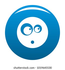 Surprised smile icon vector blue circle isolated on white background 