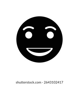 Surprised smile with raised eyebrows facial expression