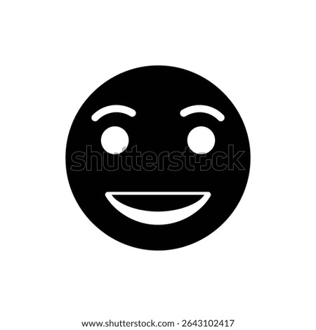 Surprised smile with raised eyebrows facial expression