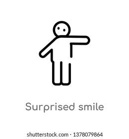 surprised smile vector line icon. Simple element illustration. surprised smile outline icon from people concept. Can be used for web and mobile