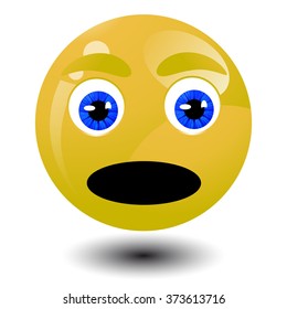 Surprised smiley face with big blue eyes, open mouth