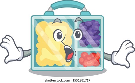 surprised smiling lunch box character shape isolated