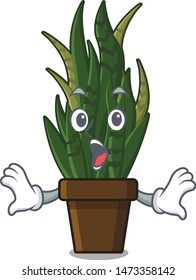 Surprised snake plant with the character shape