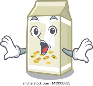 Surprised soy milk in the mascot shape