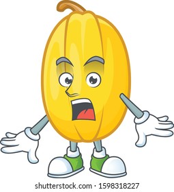 Surprised spaghetti squash gesture on cartoon mascot design