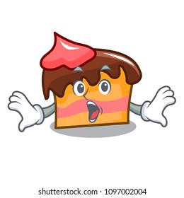 Surprised sponge cake mascot cartoon