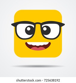 Surprised square emoticon in a flat design