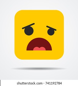 Surprised square emoticon in a flat design