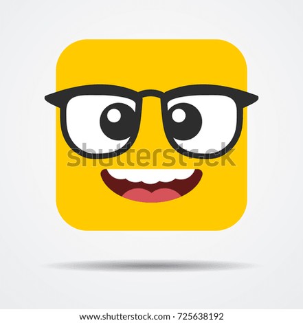 Surprised square emoticon in a flat design