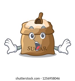 Surprised sugar that burlap sack on mascot