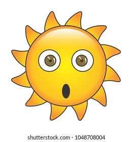 Surprised Sun Emoji Vector