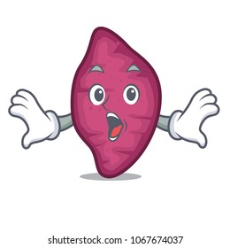 Surprised sweet potato mascot cartoon