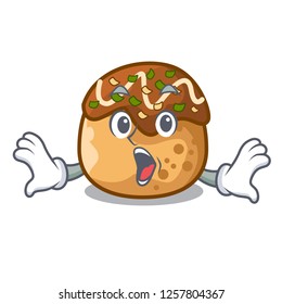 Surprised takoyaki balls diisolasi on a mascot