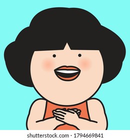 Surprised Thankful Girl With Open Mouth Holding Hands On Chest