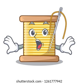 Surprised thread bobbin isolated on a mascot