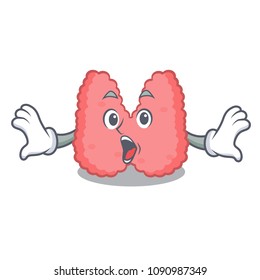 Surprised thyroid mascot cartoon style