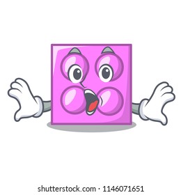 Surprised toy brick mascot cartoon