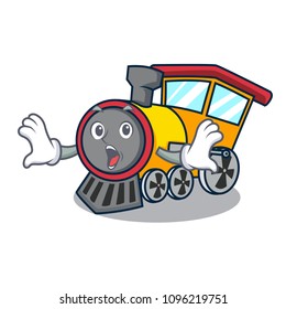 Surprised train mascot cartoon style