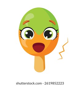 Surprised two-toned ice cream character with open mouth