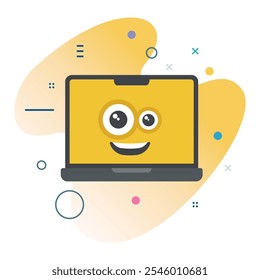 Expressão facial feia surpresa na tela do notebook - Design de ilustração de tecnologia para mídia digital | design de ícone Surprised Ugly Emoji Laptop