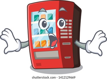Surprised vending machine next to character door