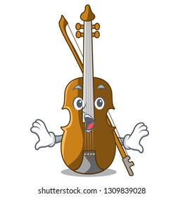 Surprised violin in the cartoon music room