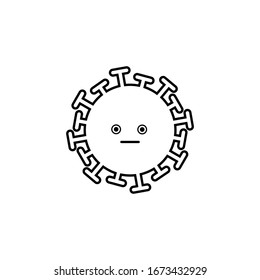 Surprised virus border icon on grey background. Emotions. Coronavirus. Black icon

