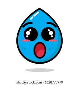 Surprised Water Smile Vector. Flat Character Emoji Illustrations. Cartoon Mascot Style. Isolated On White Background