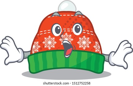 Surprised winter hat cartoon