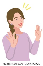 Surprised woman with arms outstretched