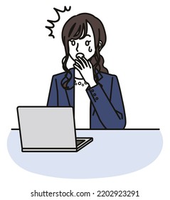 Surprised Woman In A Business Casual Outfit Looking At The Computer Screen