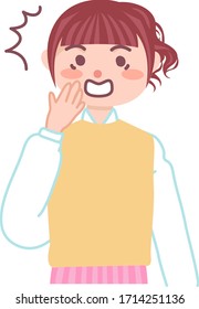 Surprised woman with hands on mouth.
