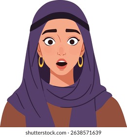 Surprised Woman in Headscarf A Vector Illustration