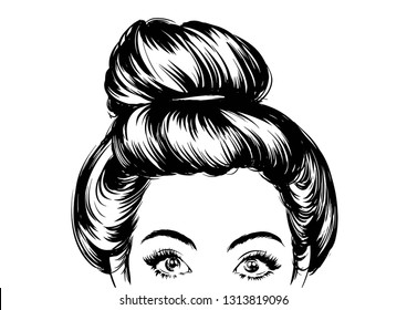 Vectores Imágenes Y Arte Vectorial De Stock Sobre Girl Bun