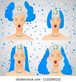 Surprised Woman with National Flag Haircut : Guatemala : Vector Illustration