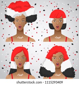 Surprised Woman with National Flag Haircut : Egypt : Vector Illustration