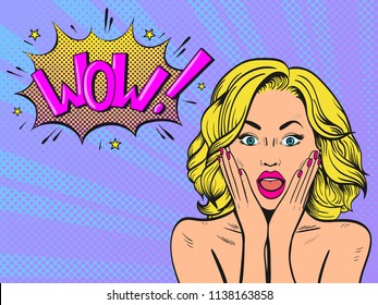 Surprised Woman Open Mouth Wow Female Stock Vector (Royalty Free ...