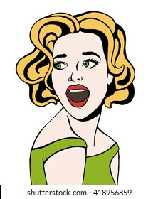 Surprised woman pop art