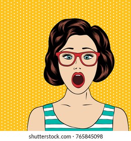Surprised woman. Pop art style illustration