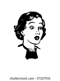 Surprised Woman - Retro Clip Art