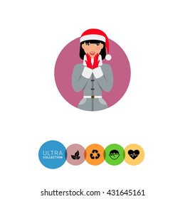Surprised woman in Santa hat