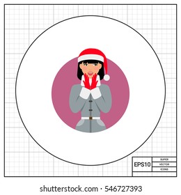 Surprised woman in Santa hat