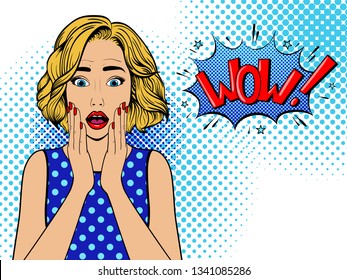 Surprised Woman Speech Bubblecomic Woman Wow Stock Vector (Royalty Free ...